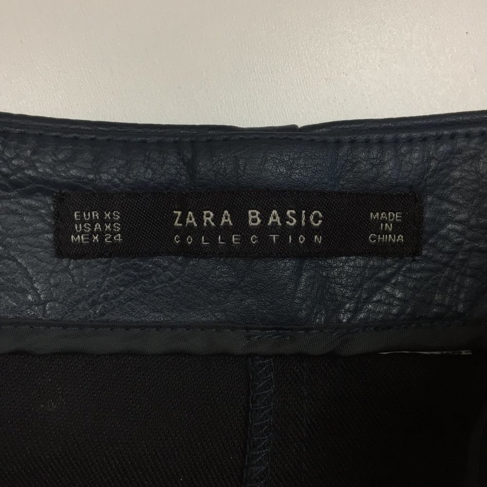 Zara Basic Dark Green Decorative Zip Pockets Leat… - image 2